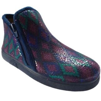 Zapatilla niño/a y cadete abotinada con cremallera piso goma "Egipto" Marino Pipis® 1054