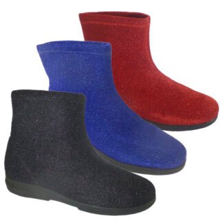 Botín mujer en licra de Fiesta, hecho en España, plantilla piel y piso semicuña goma 115