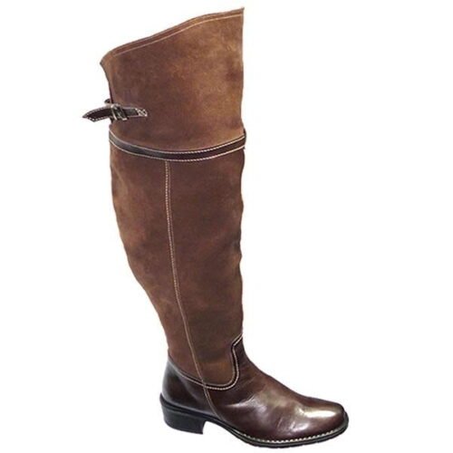 Bota piel/serraje piel con cremallera lateral, planta piel, forro tela, ancho especial. Botas tipo montar hasta la rodilla Jopri Hecho en España 35/41 Marrón 13-2116AAA