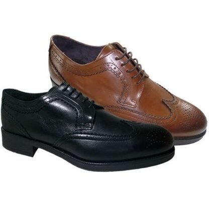 Zapato piel suave con piso de goma y forro y planta piel España 39/45 Cuero y Negro Delemier® 1602
