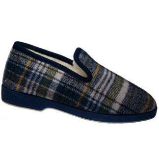 Zapatilla caballero cuadros forrada con piso planchuela Segura® Marino 1660