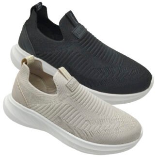 Sneakers Refresh tipo calcetín ajustable al pie Beige Negro Mujer 176055 | 36 al 41 | Diseño Urbano