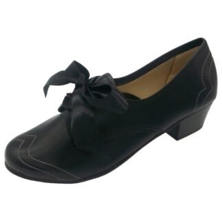 Zapato Baile Regional Lazo Pespunte Blanco Negro | Modelo 2527 · Vai de Baile