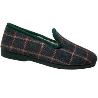 Calzado La Barca | Lana Natural y Piel | Confort de Fibras Nobles Mujer | Hecho en España — Zapatilla de cuadros forr