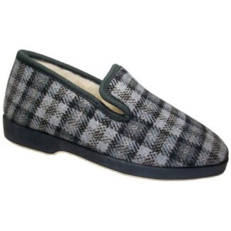 Zapatilla caballero cuadros forrada con piso planchuela Segura® Gris 5500