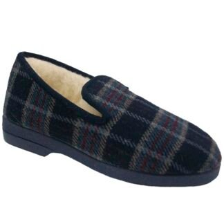 Zapatilla Casa Cruan 660 Cuadros Azul | Lana Virgen Mujer