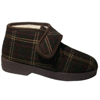 Zapatilla caballero piso gordo con velcro Marrón 7802