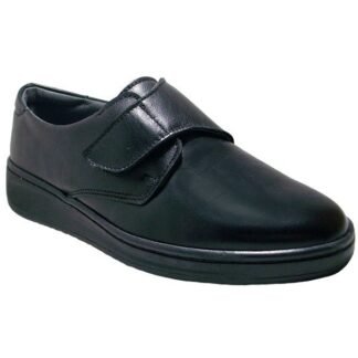Zapato sra piel cosido a la vira con velcro liso - plantilla piel - forro tela - piso ligero y flexible antideslizante - sistema de amortiguación EVA 35/41 Negro España Trossman® 904