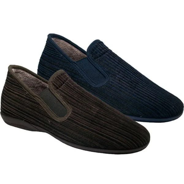 Zapatilla caballero abotinada en pana con elásticos y piso de goma Segura® 39/45 Marrón y Marino 938-3801