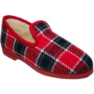 Zapatillas CRUAN de estar con forro pura lana virgen de cuadros 3541 rojo 0661